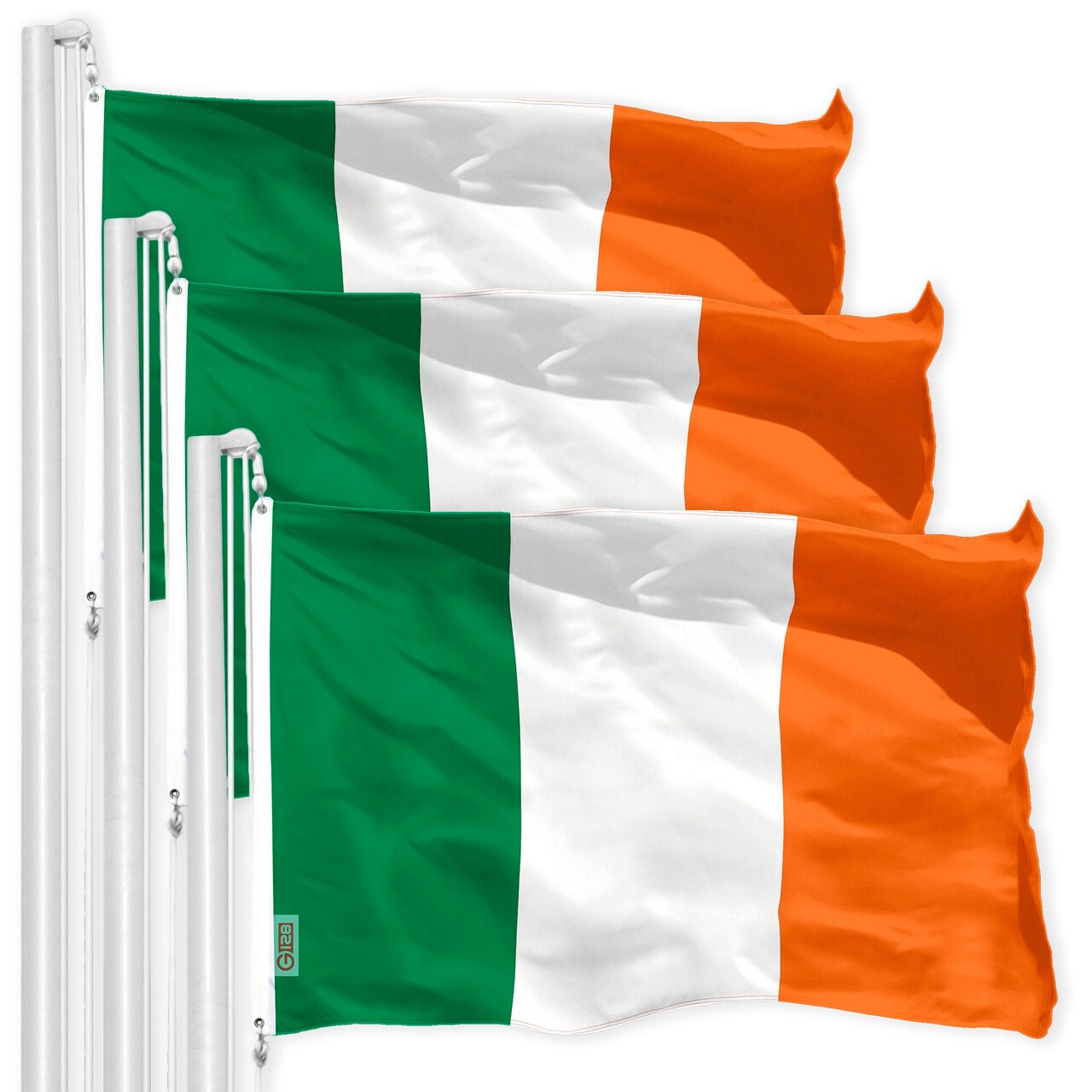 G128 3 Pack: Ireland Irish Flag | 2x3 Ft | LiteWeave Pro Series Printed 150D Polyester | Country Flag, Indoor/Outdoor, Vibrant Colors, Brass Grommets